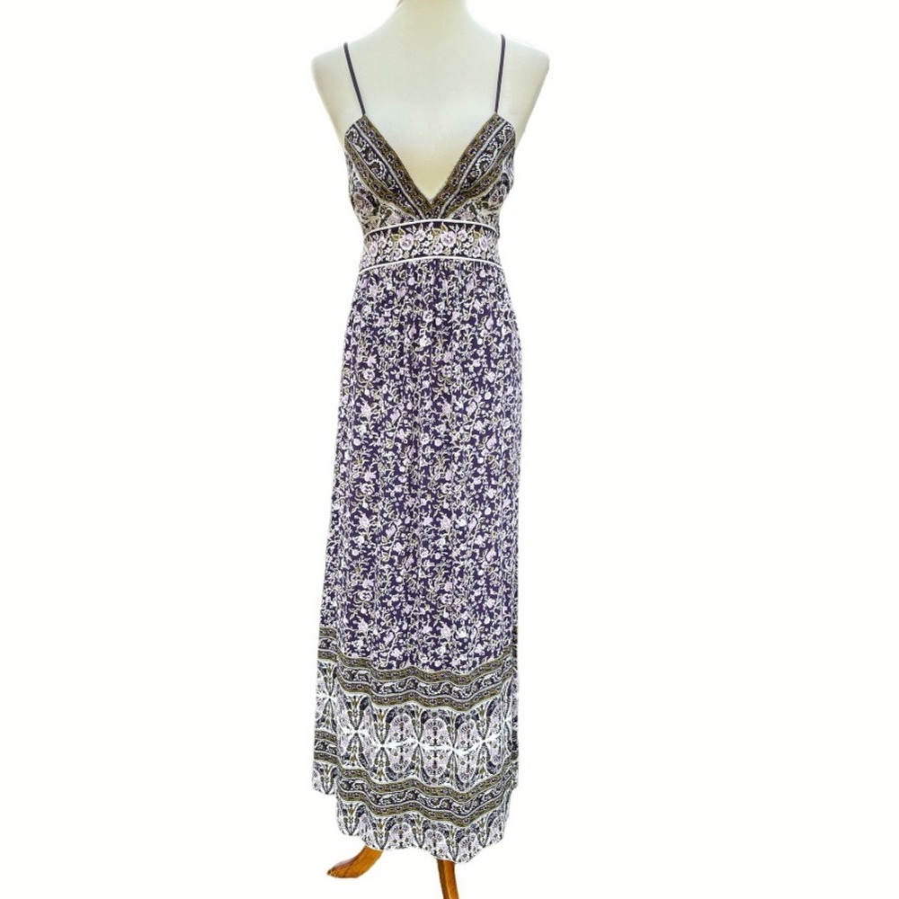 Rebecca Taylor Aubergine Combo Halter Dress Tie Back Size 6 New